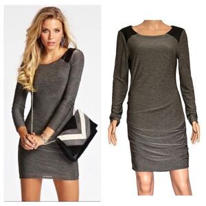 GUESS Faux Leather Shoulder Accent Bodycon Dress LARGE